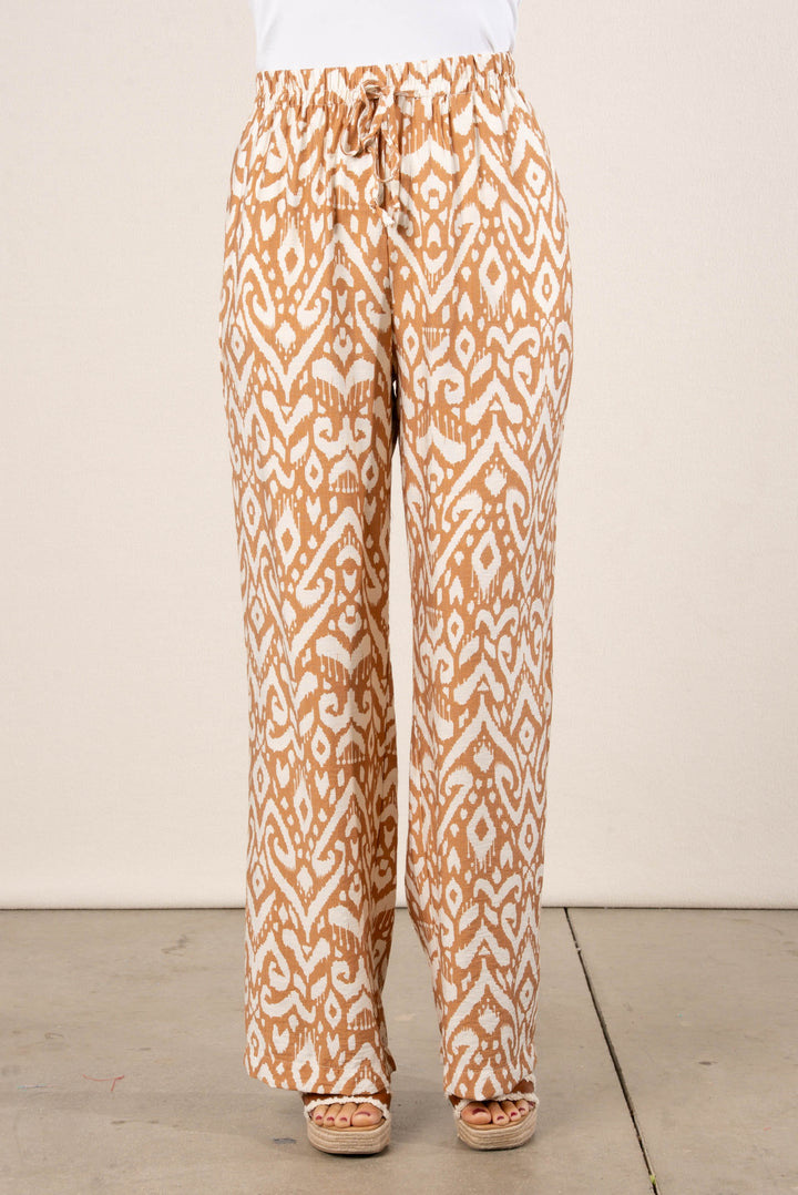 Geo Drawstring Wide Leg Pants