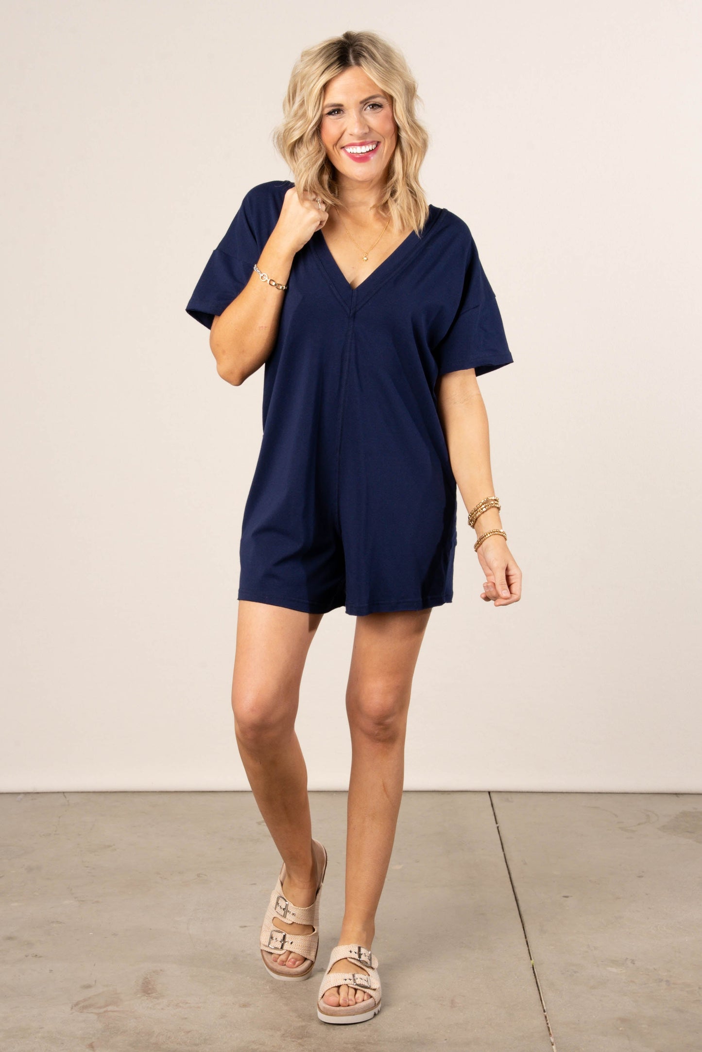Reversible T-Shirt Romper in Navy *Final Sale*