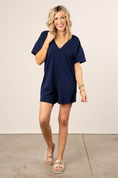 Reversible T-Shirt Romper in Navy *Final Sale*