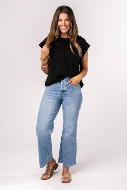 Cap Sleeve Drawstring Waist Top