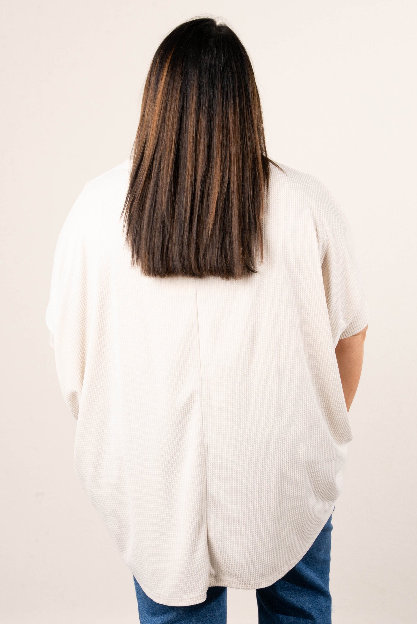 Waffle Knit Hi-Lo Poncho Top