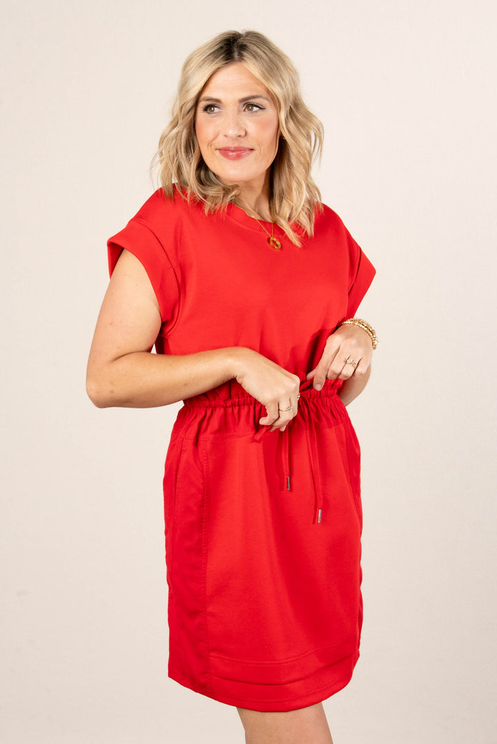 Jersey Knit Drawstring Waist Dress