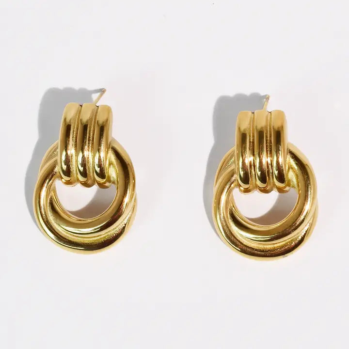 Golden Loop Statement Stud Earrings