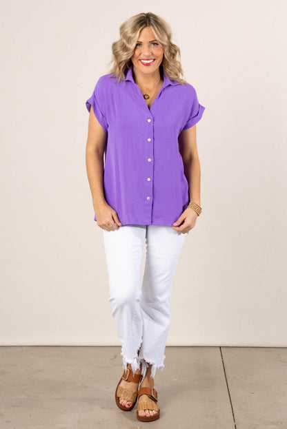 Crinkle Knit Hi-Lo Shirt