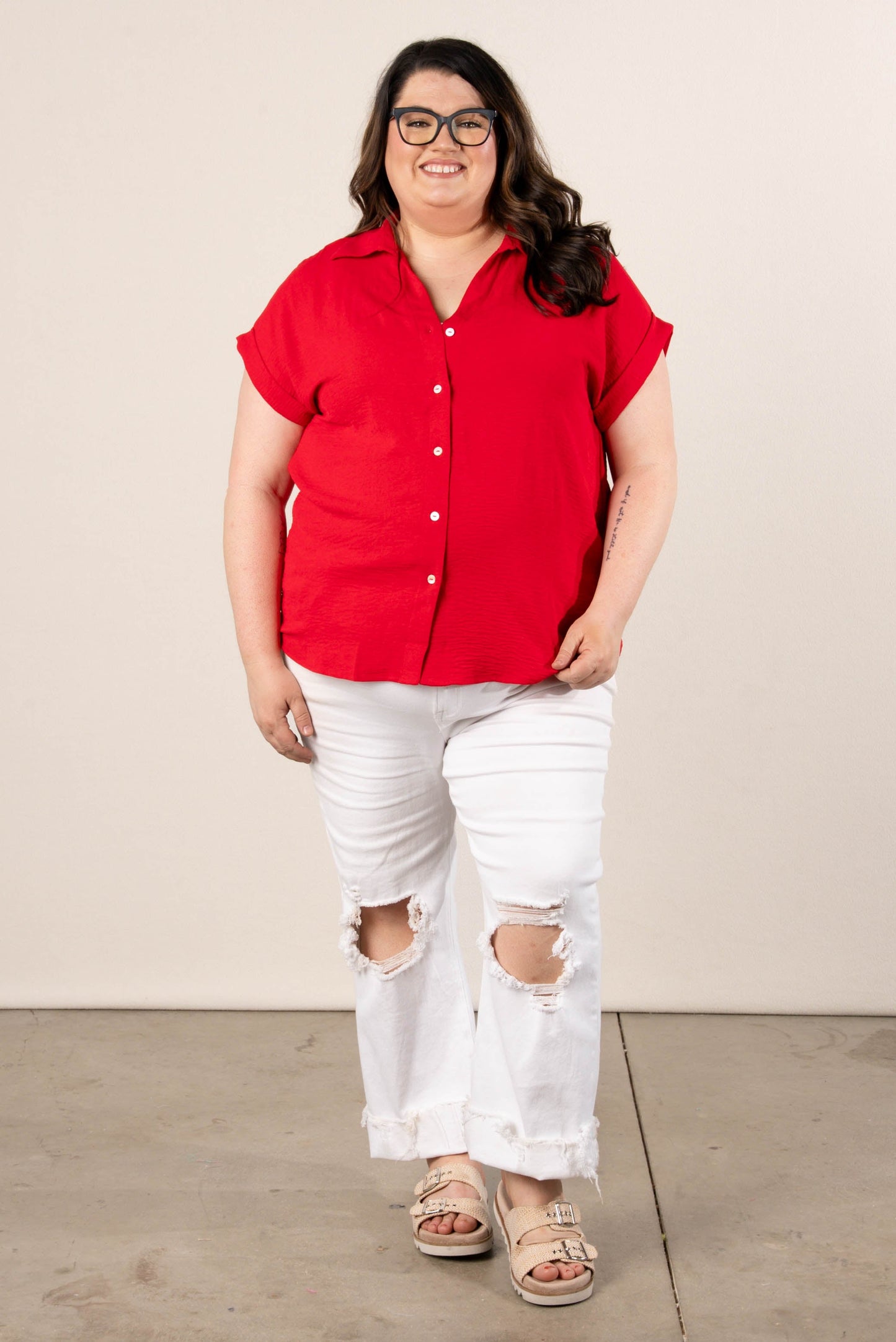 Crinkle Knit Hi-Lo Shirt