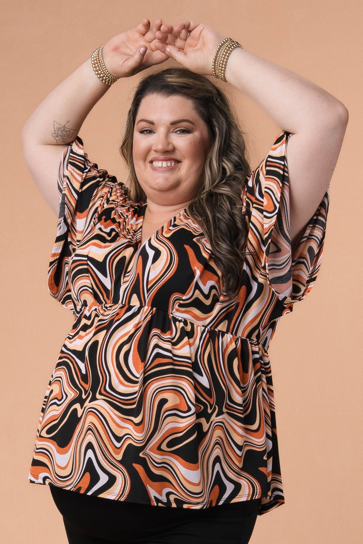 Abstract Dolman Babydoll Top Black *Final Sale*