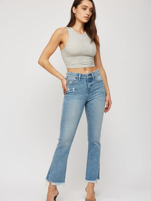 Mica Denim | Lesley High Rise Crop Flare Jeans