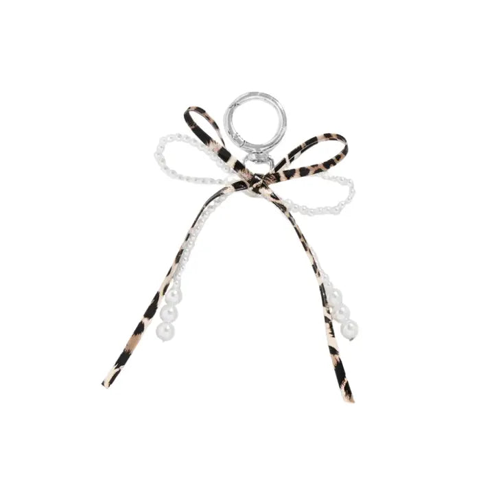 Leopard Beaded Bow Bag Charm