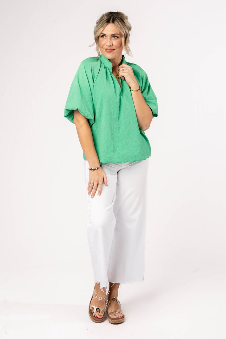 Textured Knit Scallop Edge Top *Final Sale*