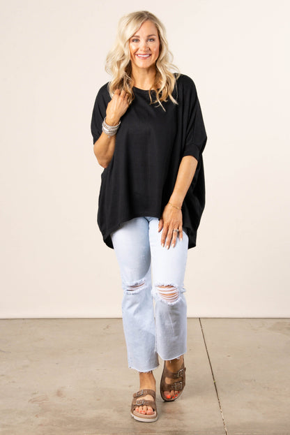 Waffle Knit Hi-Lo Poncho Top