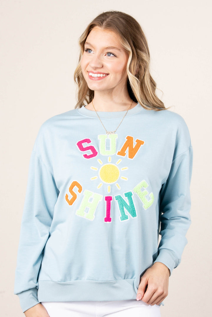 Sunshine Chenille Patch Graphic Pullover