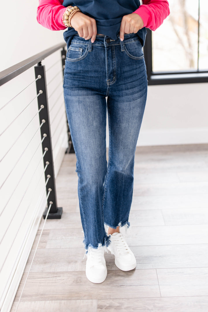 Risen High Rise Ankle Flare Jeans