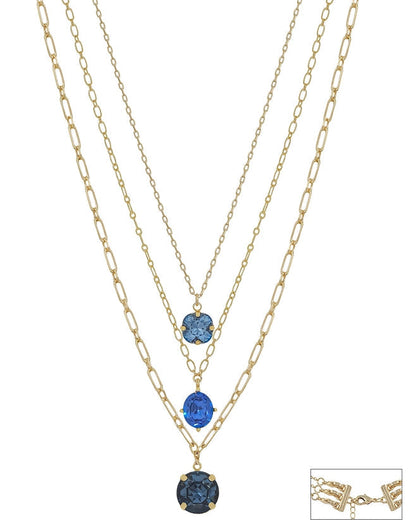 Triple The Glam CZ Layered Pendant Necklace
