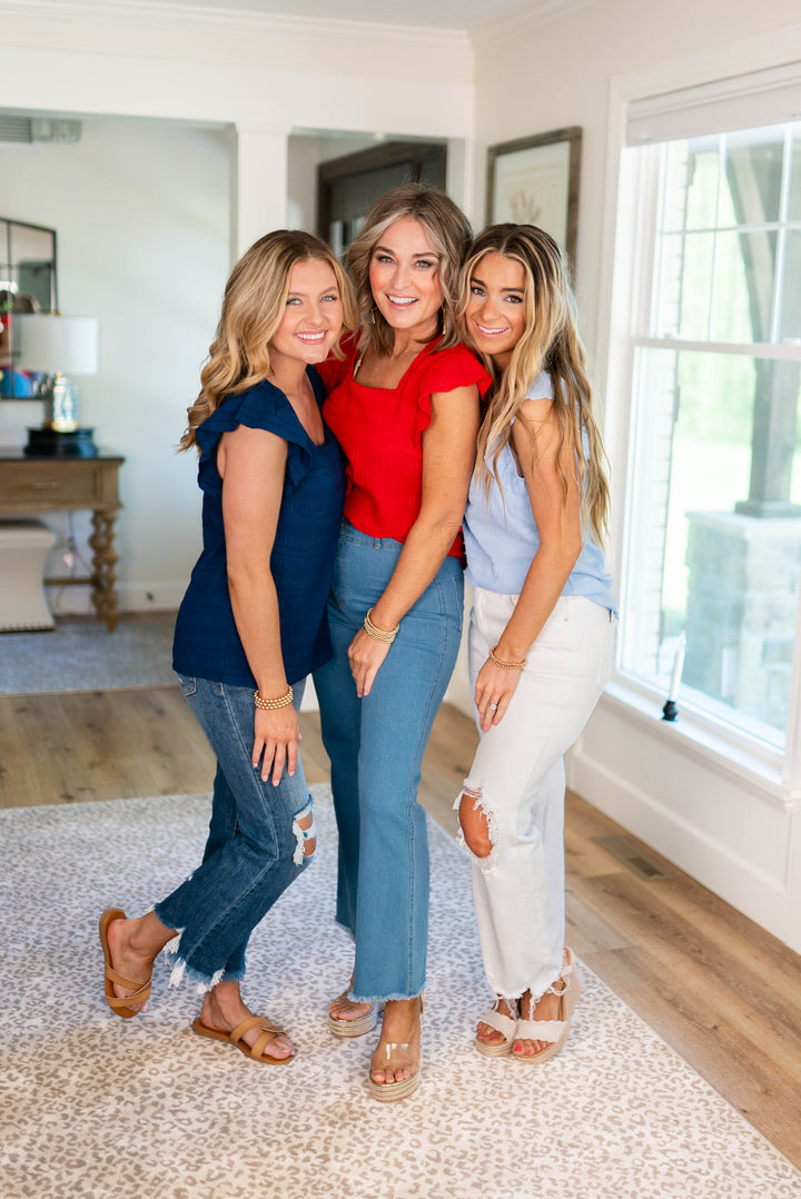 Ruched Stripe Square Neck Top