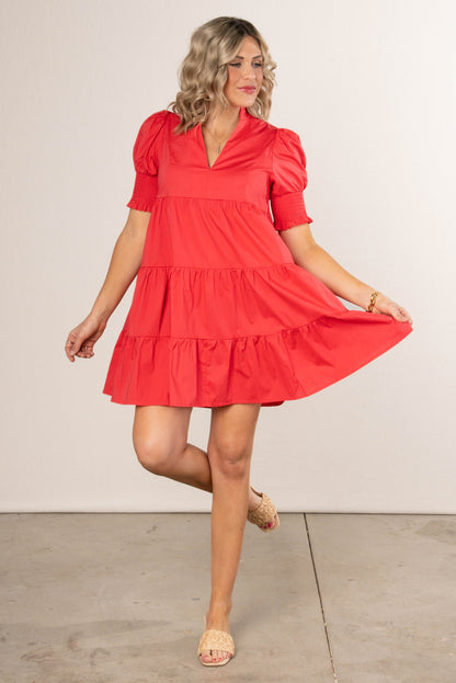 Frill Neck Tiered Dress