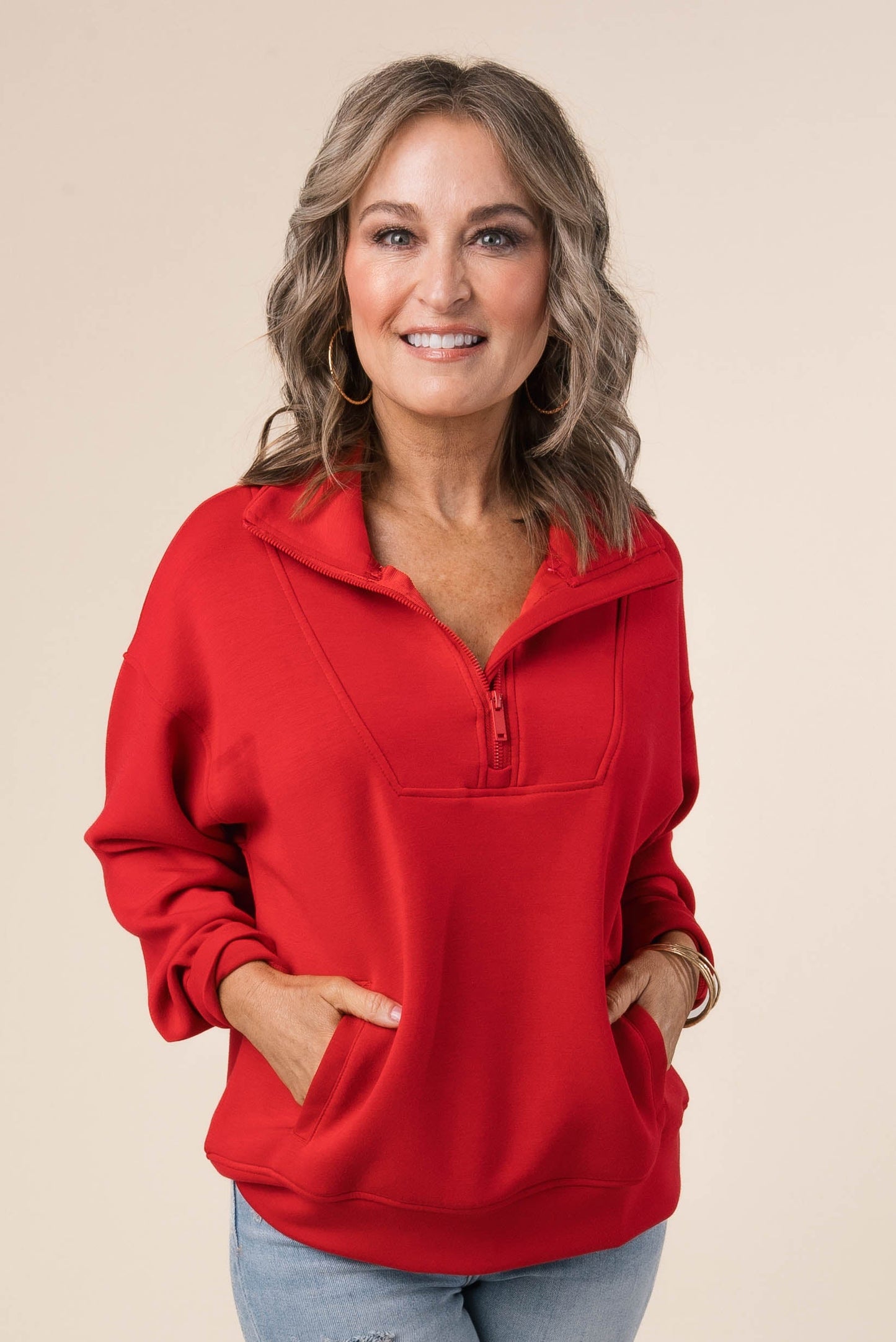 Half Zip Funnel Neck Pullover
