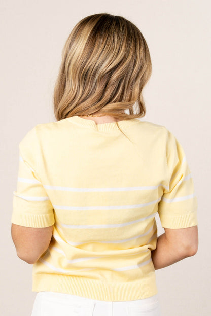 Lightweight Striped Sweater - Lemon