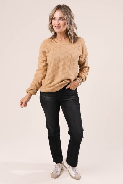 Basketweave Drop Shoulder Sweater