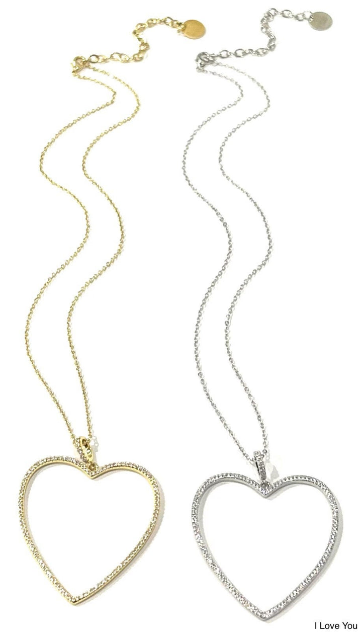 I Love You Pave Heart Necklace