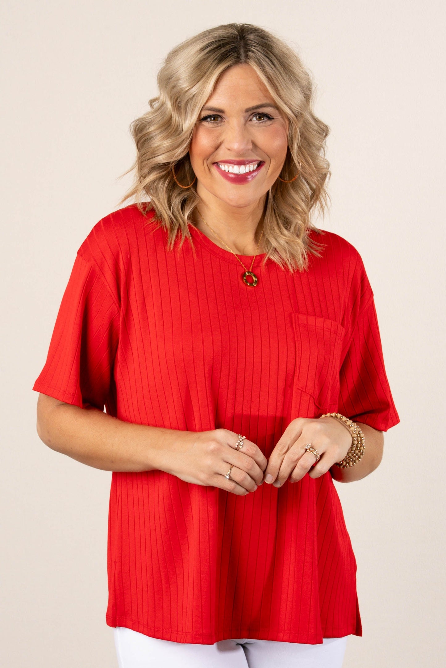 Wide Ribbed Pocket Top