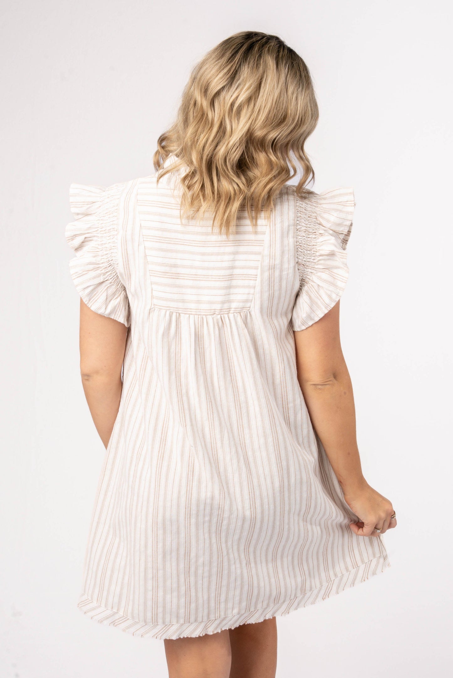 Striped Smocked Ruffle Shoulder Dress *Final Sale*