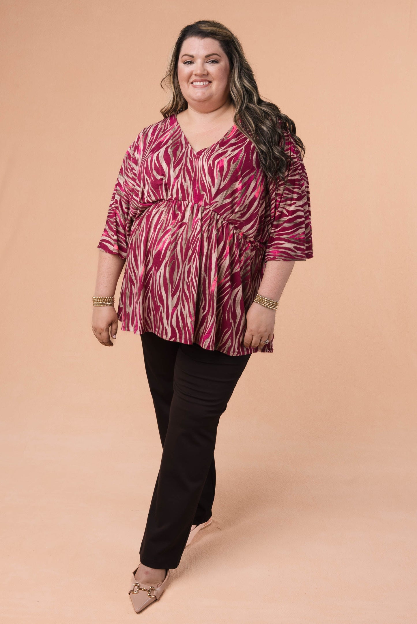 Zebra Dolman Babydoll Top *Final Sale*