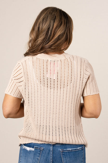 Open Knit Button Up Sweater