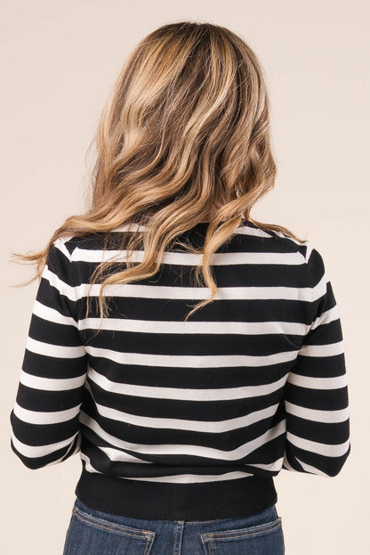 Striped Gold Button Sweater Cardigan