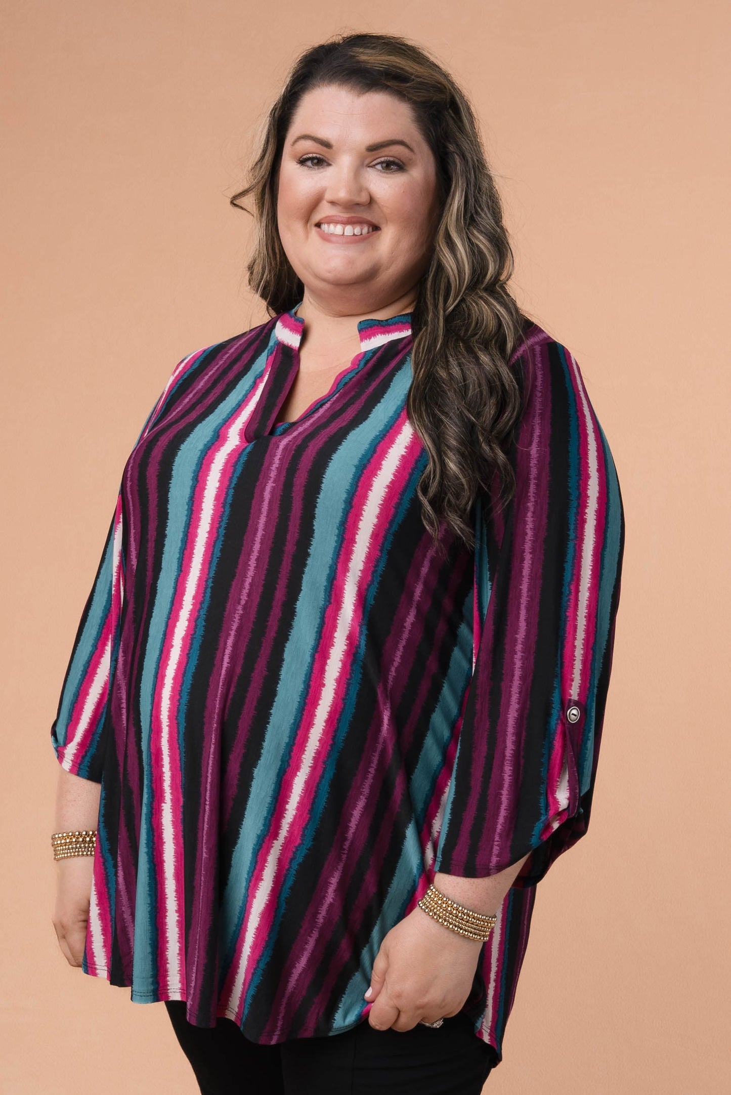 Liz Printed Tab Sleeve Top *Final Sale*
