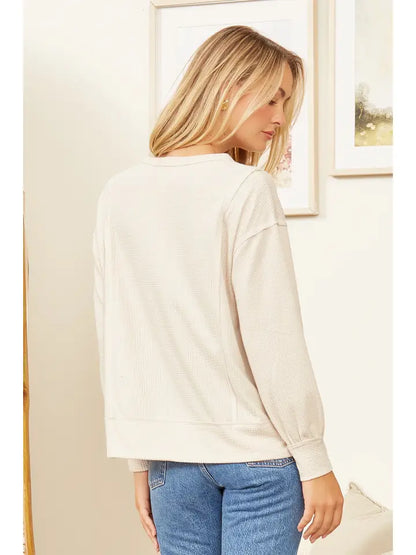 Waffle Knit Top Stitch Top *Final Sale*