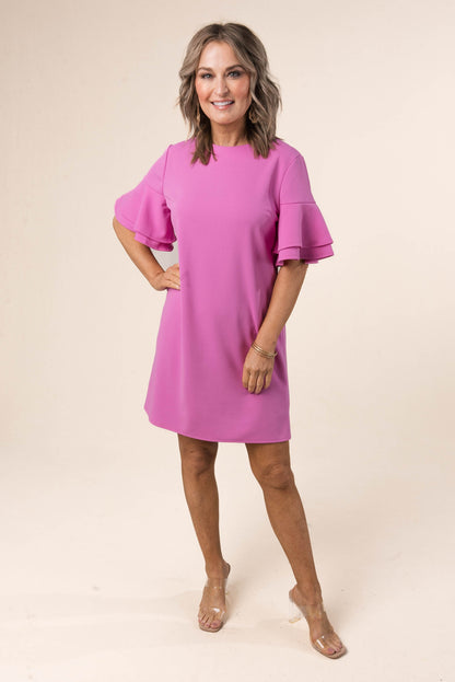 Ruffle Sleeve Shift Dress