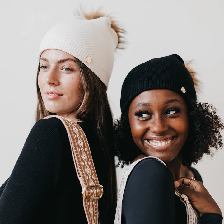 Fine Knit Fur Pom Slouchy Beanie PRE-ORDER