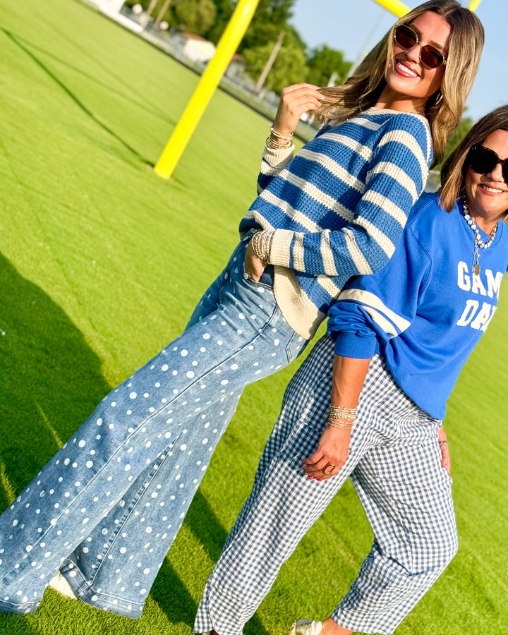 Saige Denim | Chandler Polka Dot High Rise Wide Leg Jeans