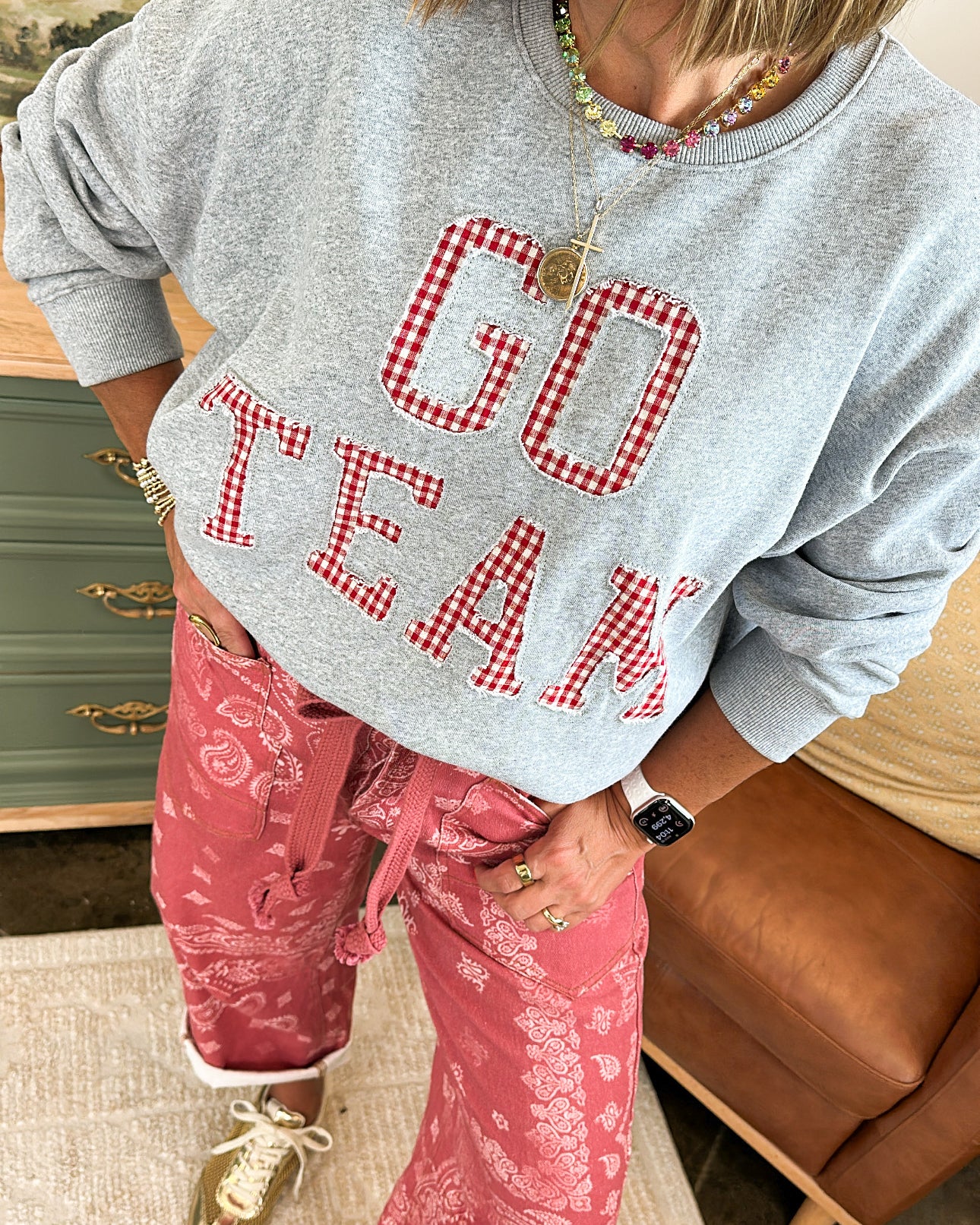 Go Team Applique Graphic Sweatshirt