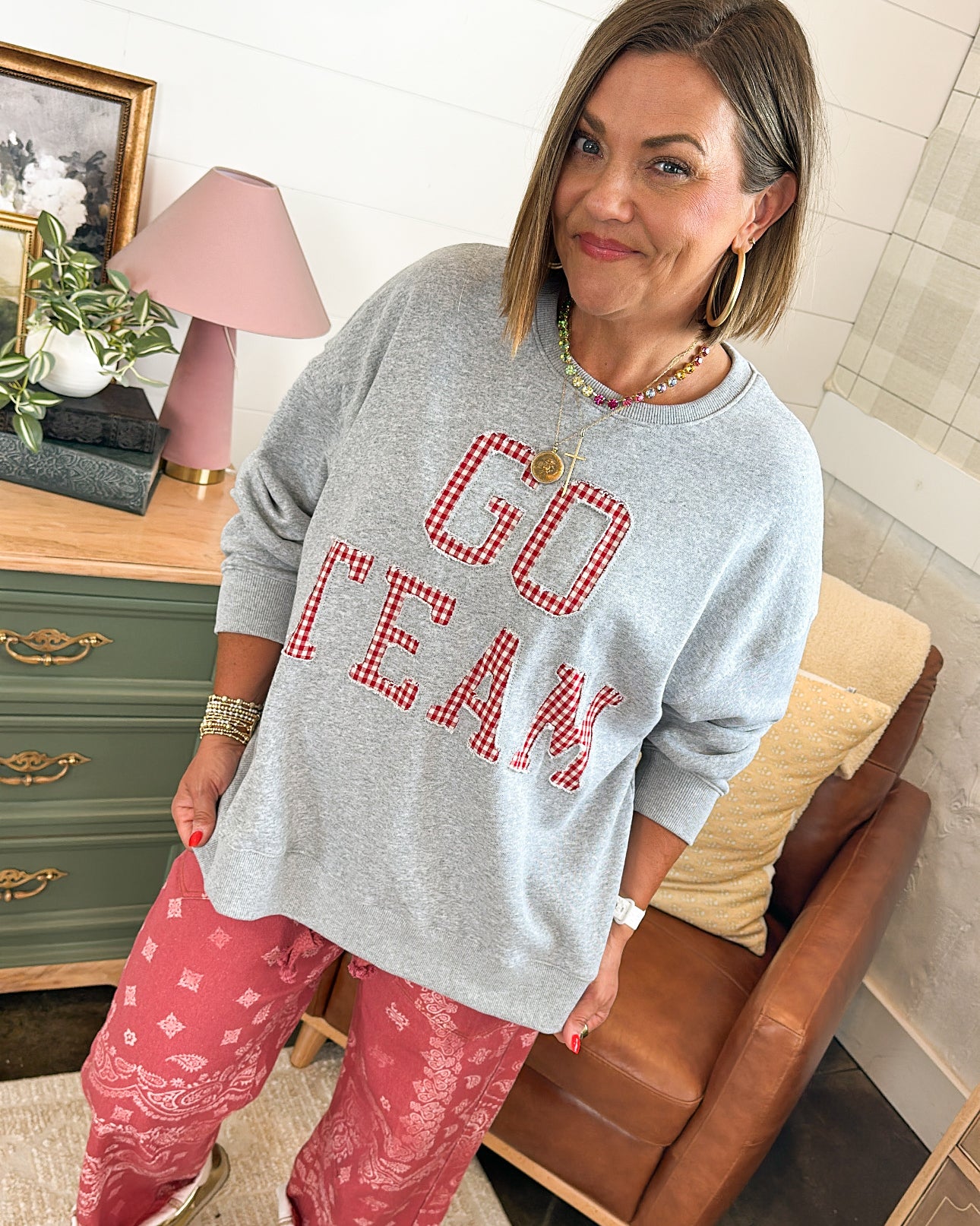 Go Team Applique Graphic Sweatshirt