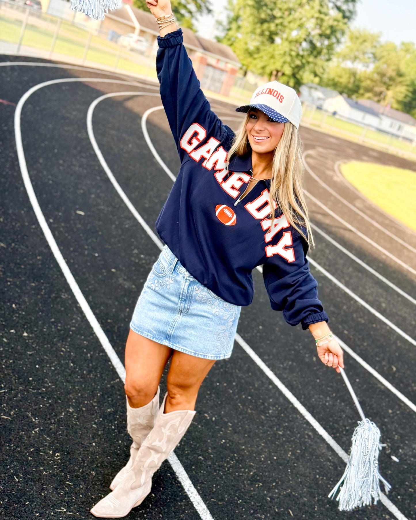 Game Day Quarter Zip Graphic Pullover