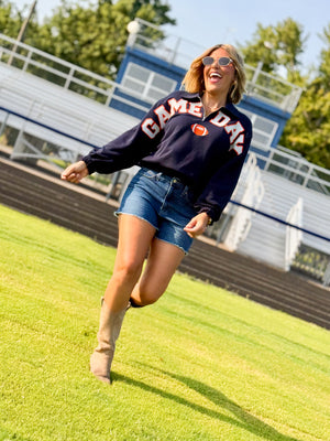 Game Day Quarter Zip Graphic Pullover