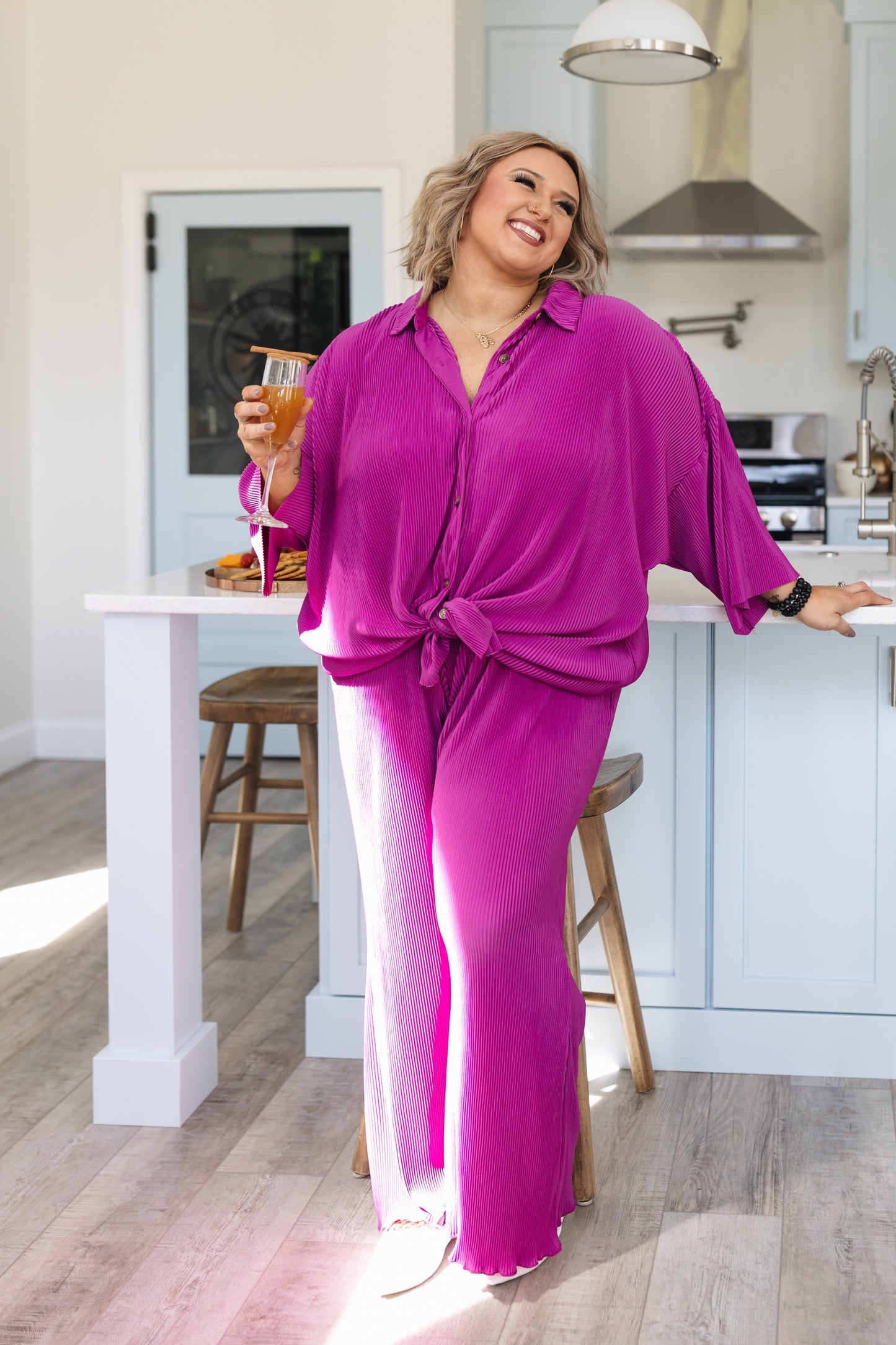 sku31560 | Ribbed Lettuce Hem Flare Pants *Final Sale*