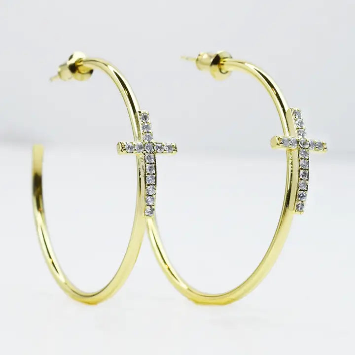 Crossed Grace Hoop Earrings