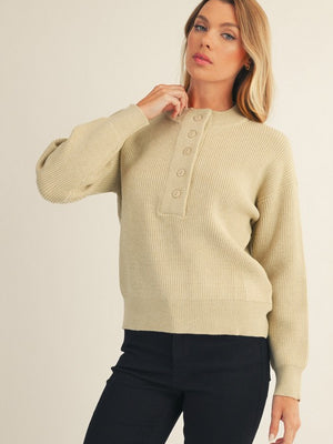 Ribbed Henley Sweater