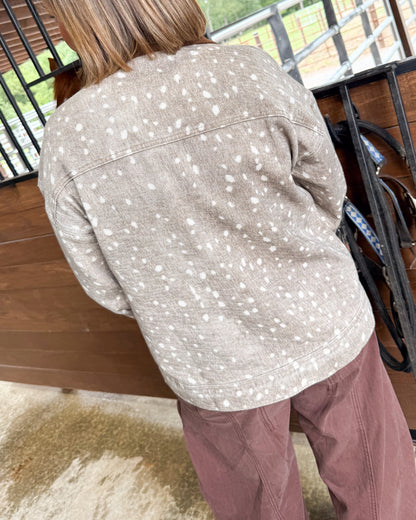Whitetail Animal Print Contrast Collar Jacket