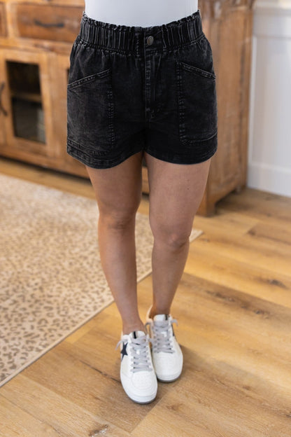 Elastic High Waist Denim Shorts *Final Sale*
