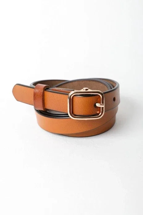 Classic Leather Skinny Buckle Belt