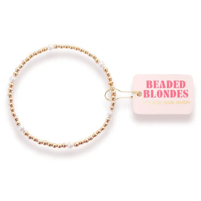 Beaded Blondes | Madi Pearl Beaded Bracelet in Gold