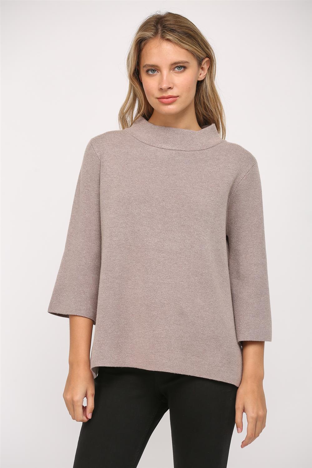 Karina Mock Neck Bell Sleeve Sweater