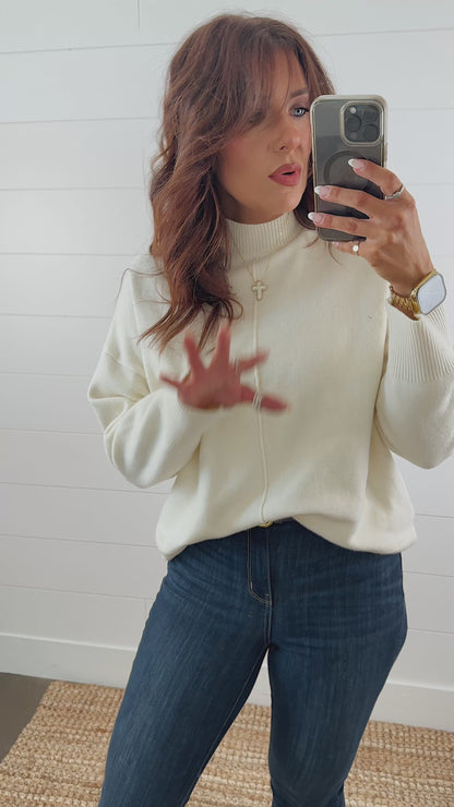 Aubrina Rib Knit Front Seam Sweater