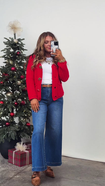 Risen Denim | Presley High Rise Tummy Control Crop Wide Leg Jeans