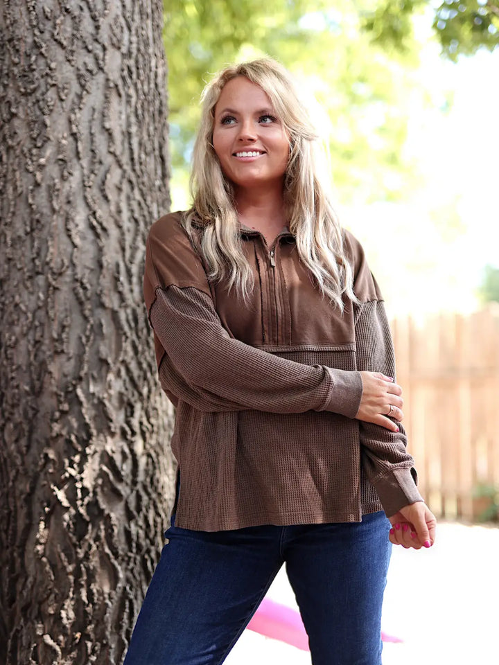 Ready Or Not Waffle Quarter Zip Pullover