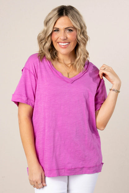 Slub Knit Exposed Seam Tee
