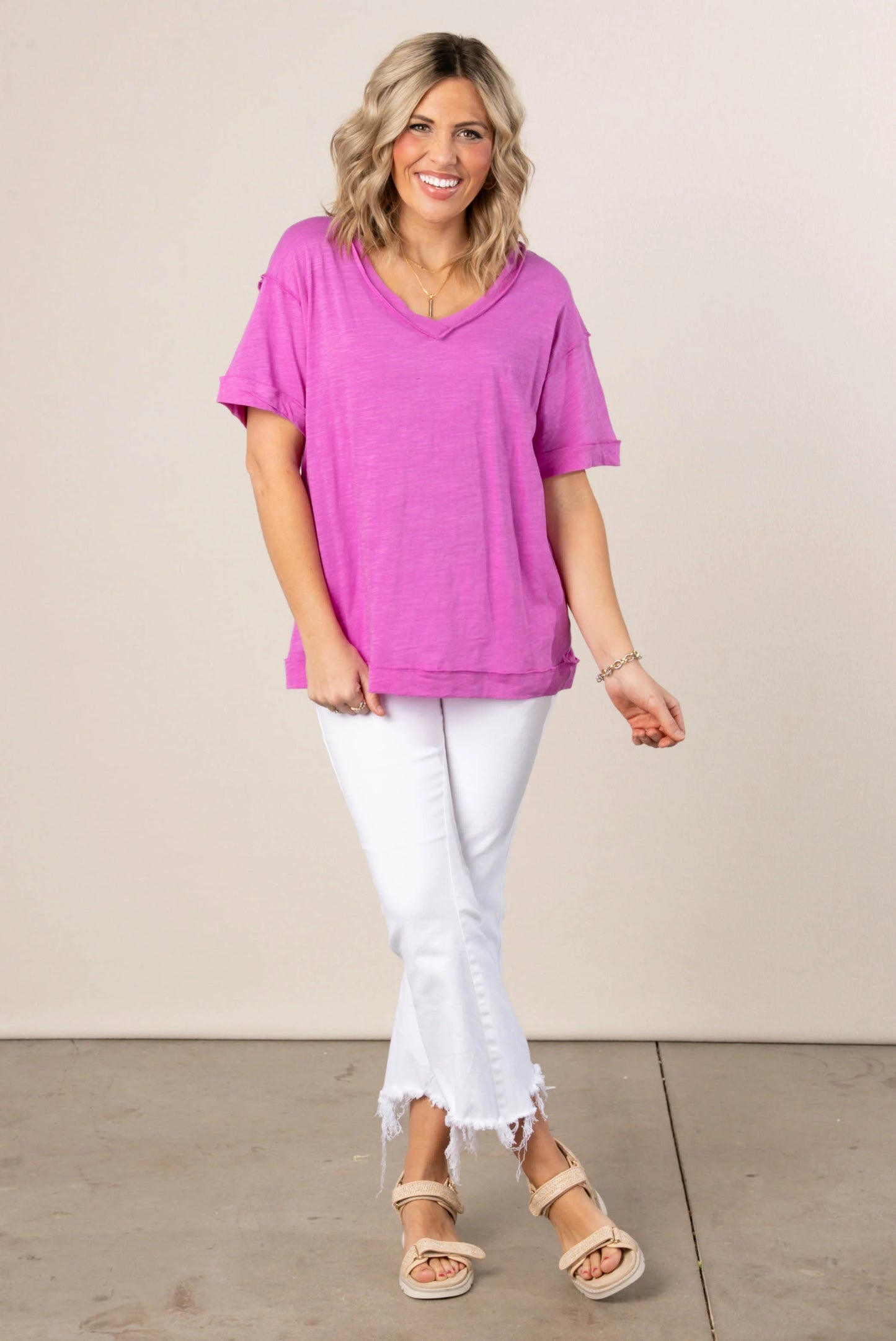 Slub Knit Exposed Seam Tee